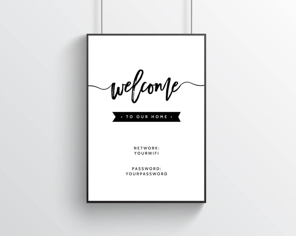 INSTANT DOWNLOAD Printable Guest Room, Wifi Password Welcome to Our Home, Wifi Password Home Decor, Modern Wall Art, Decoration, Gifts