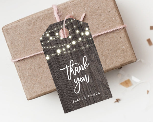 INSTANT DOWNLOAD Favor Tags, Thank You Tag, Rustic Wedding Favor Tag, Wood Gift Tag, Lights Favor Label, Favor Tag Printable, Templett, W01