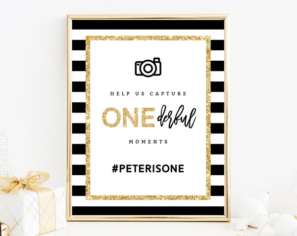 INSTANT DOWNLOAD Mr. Onederful Hashtag Sign Template, Onederful Sign Printable, One-derful Birthday Party Photo Signs, Templett, B02