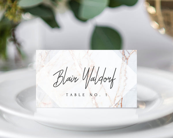 INSTANT DOWNLOAD Wedding Place Cards, Marble Printable Wedding Place Card, Marble Wedding Name Cards Template, DIY Table, Templett, W03