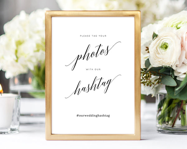 INSTANT DOWNLOAD Wedding Sign Printable, Hashtag Sign, Wedding Hashtag, DIY Printable Wedding Sign, Wedding Photo Tag Sign, Templett, W02