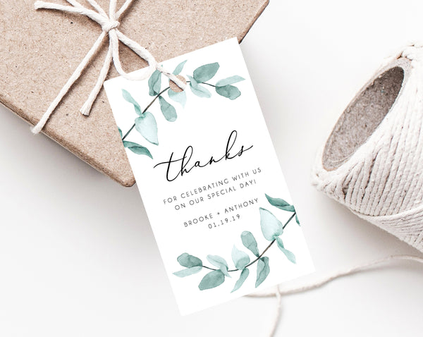 INSTANT DOWNLOAD Favor Tags, Thank You Tag, Wedding Favor Tag, Greenery Wedding Gift Tag, Eucalyptus Favor Tag Printable, Templett, W21