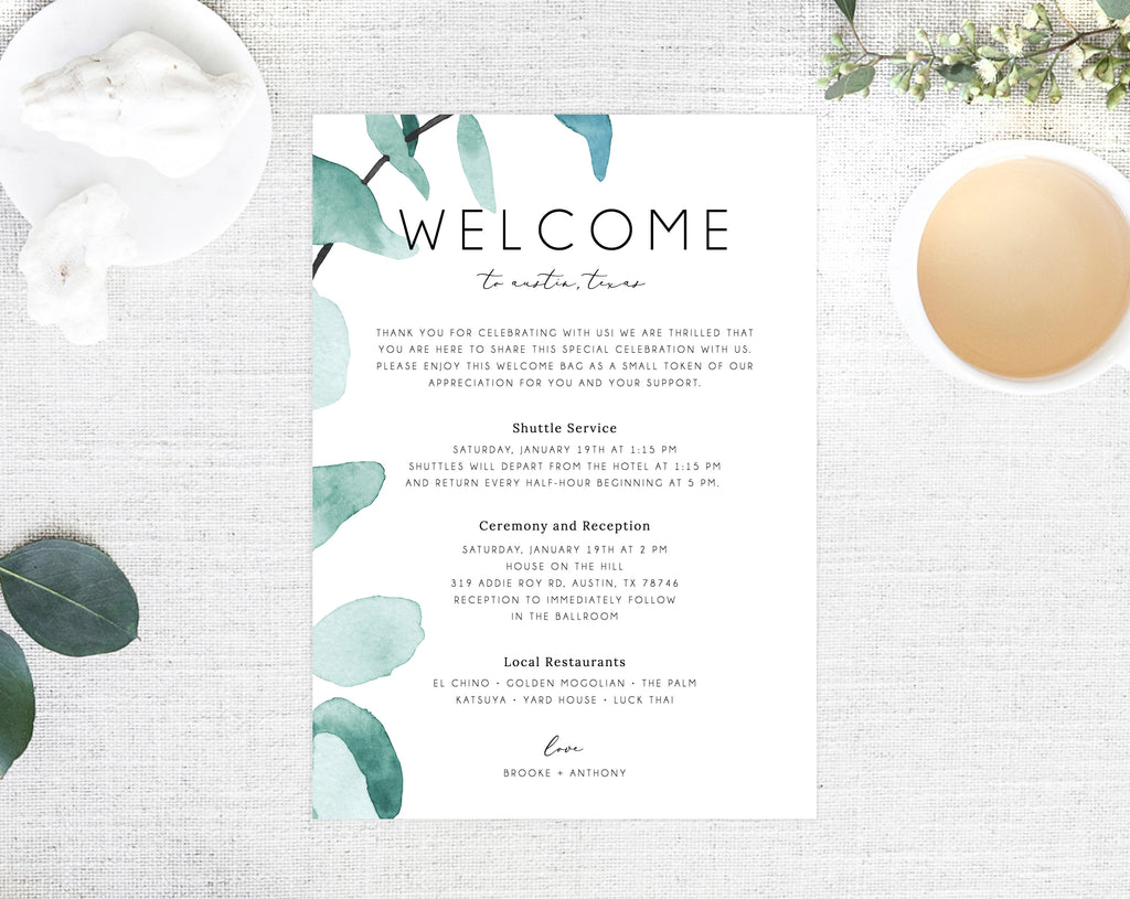 Wedding Welcome and Itinerary Card #LCG Faux Gold Foil - Berry