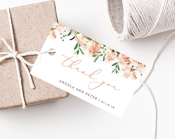 Floral Favor Tags, Thank You Tag, Wedding Favor Tag, Simple Wedding Gift Tag, Favor Label, Favor Tag Printable, Templett, W22