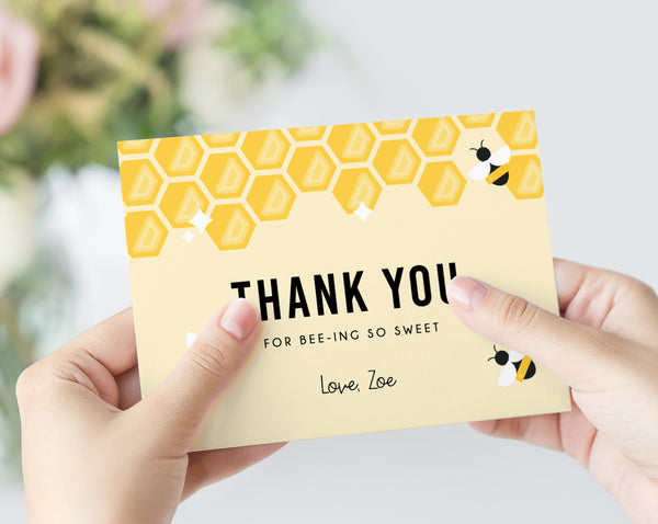 Bee-Day Thank You Card Template, Printable Bee-Day Birthday Thank You Card, Bee Day Birthday Digital File, Instant Download, Templett