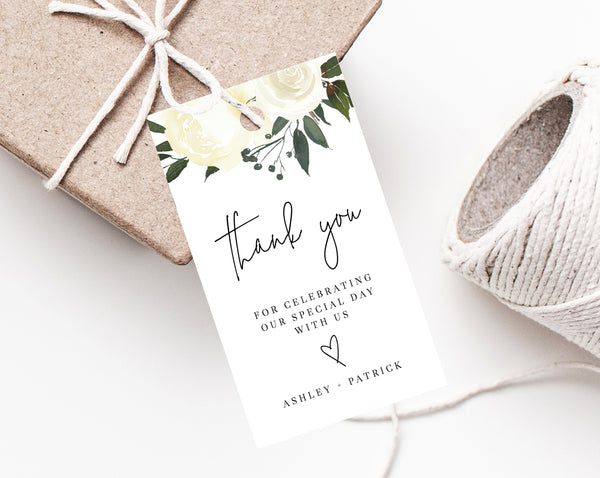 Wedding Favor Tag Template, Thank You Tag, Wedding Favor Tags, Greenery Wedding Gift Tag, Floral Favor Tag Printable, Templett, W19