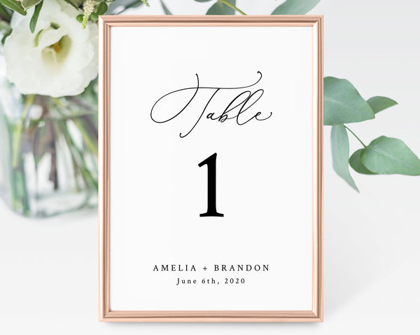 Wedding Table Numbers Template, Printable Wedding Table Numbers, Wedding Table Number Card, Instant Download, Templett, W30