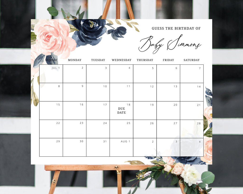 Due Date Calendar Template, Baby Shower Calendar, Baby Due Date Game, | paperandthings due-date-calendar-template-baby-shower-calendar-baby-due-date-game-paperandthings