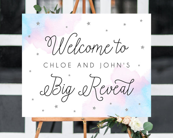 Little Star Gender Reveal Party Welcome Sign, Printable Gender Reveal Welcome Sign, Twinkle Twinkle Little Star Gender Reveal, Templett, B08