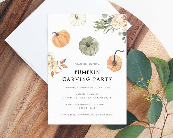 Pumpkin Carving Party Invitation Template, Halloween Party Invite, Pumpkin Carving and Cocktails Party Invitations, Templett