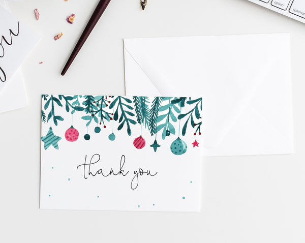 Christmas Thank You Card Template, Printable A Merry Little Baby Shower Thank You Tent Card, Instant Download, Templett