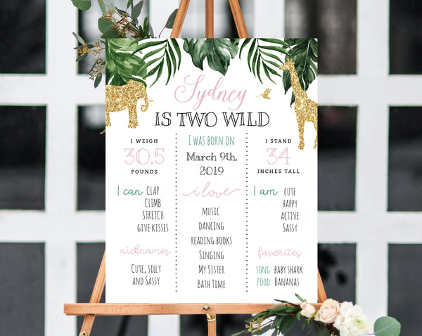 Printable Two Wild Birthhday Chalkboard Sign Template, In Two The Wild Birthday Milestone Chalkboard Poster, Editable Sign, Templett