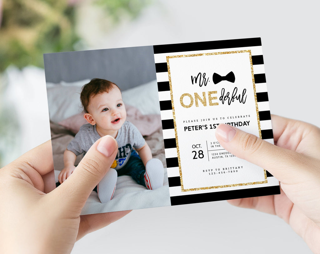 Onederful Photo Invitation Template, Mr. Onederful Invitations, Mister | paperandthings onederful-photo-invitation-template-mr-onederful-invitations-mister-paperandthings
