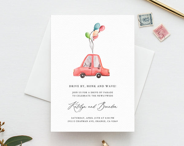 Drive By Wedding Parade Invitation, Printable Drive By Celebration Invite, Social Distancing, Digital File, Instant Download, Templett