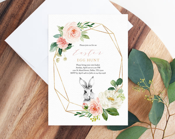 Easter Egg Hunt Invitation Template, Printable Egg Hunt Invite, Easter Bunny Event Invitation, Easter Party, Instant Download, Templett
