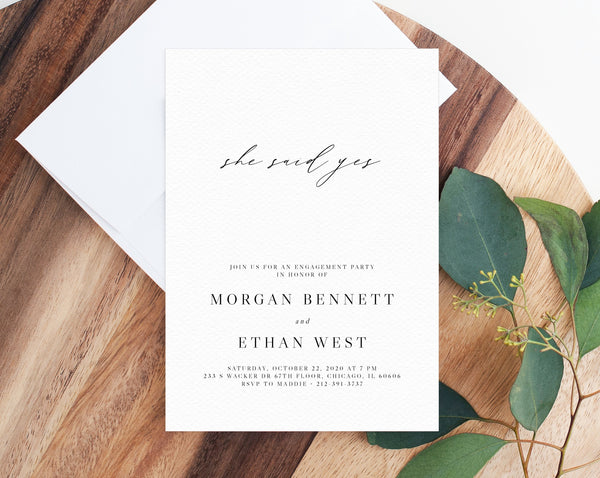 Engagement Party Invitation Template, Printable Engagement Invitation, We're Engaged Engagement Invite, Editable Template, Templett, W52