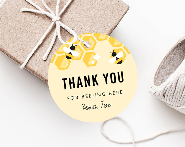 Bee Day Birthday Party Favor Tag Template, Bee-Day Favor Label, Gift Tag, Bee Day Birthday Thank You Label, Templett