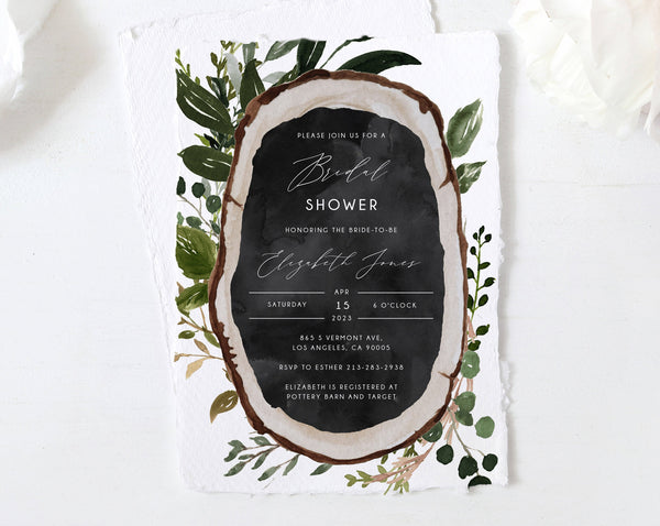 Boho Greenery Bridal Shower Invitation Template, Boho Chic Bridal Shower Invite, Woodland Bridal Shower Invites, Templett, W54B