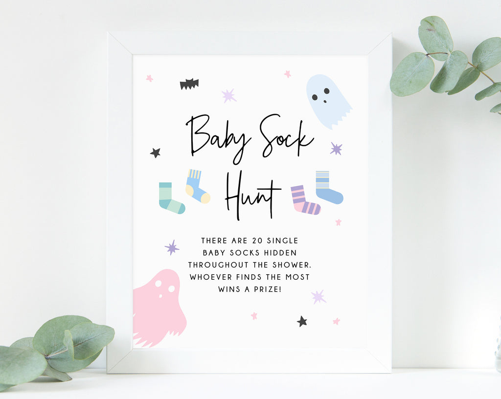 Pink Hearts Baby Sock Hunt Printable Sign