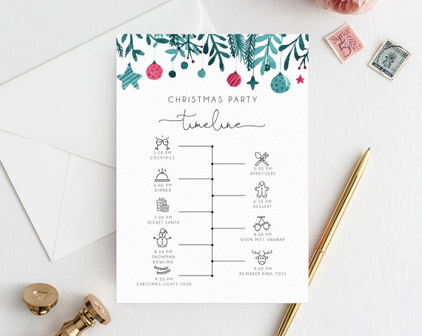 Christmas Party Itinerary Template, Christmas Party Timeline, Holidays Party Agenda, Christmas Itinerary Timeline Program, Templett