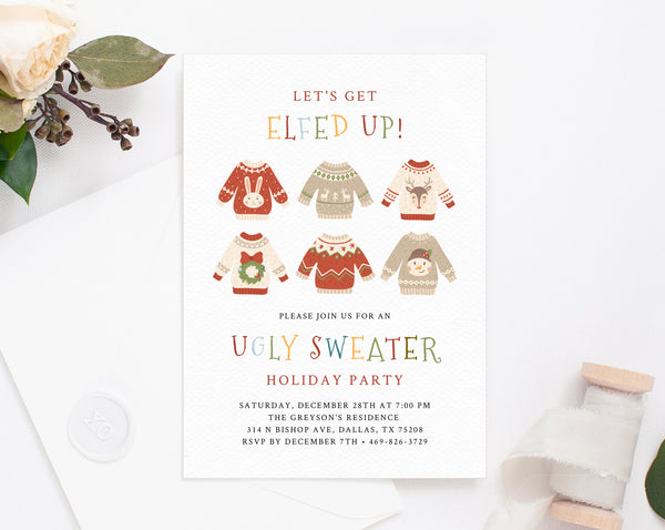 Ugly Sweater Christmas Party Invitation Template, Printable Ugly Sweater Holiday Party Invite, Ugly Sweater Winter Party, Templett