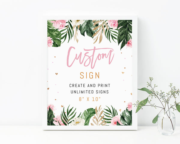 Editable Two Wild Custom Sign Template, DIY Printable Unlimited Signs, Pink and Gold Birthday, Create Your Own 8&quot; x 10&quot;, Templett