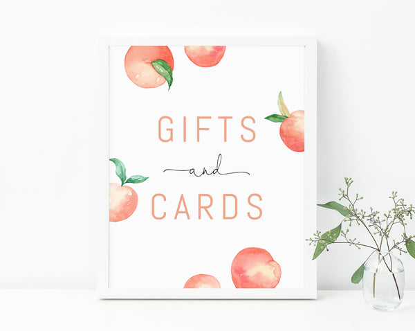 Peach Birthday Gifts & Cards Sign, Peach Themed Cards and Gifts Sign, Peach Gifts Sign, Peach First Birthday, B15