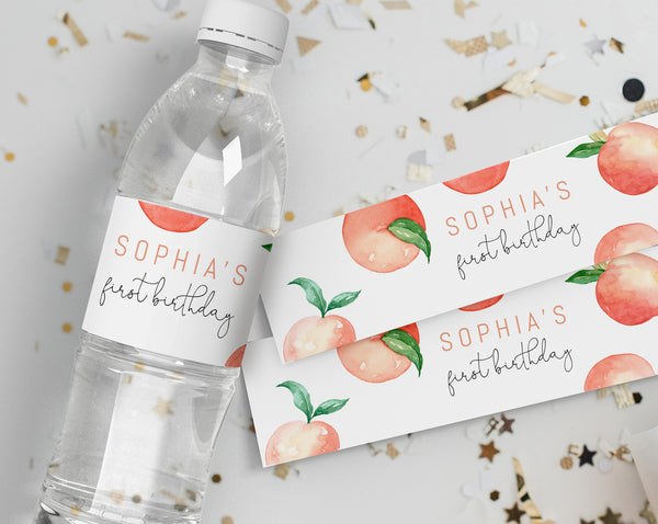 Peach Birthday Water Bottle Label Template, Our Sweet Peach Water Bottle Label Sticker, Editable Label Template, Templett, B15