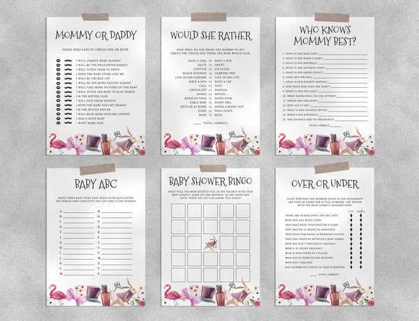 Alice Themed Baby Shower Game Templates Bundle, Wonderland Baby Shower Games Instant Download, Templett