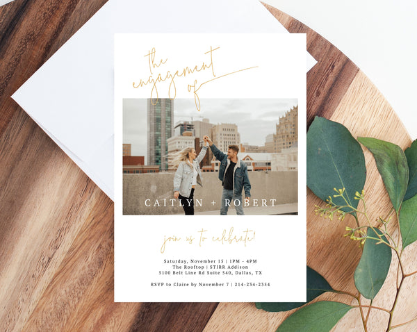 Engagement Party Invitation Template, Printable Engagement Invitation, We're Engaged Engagement Invite, Editable Template, Templett, W13