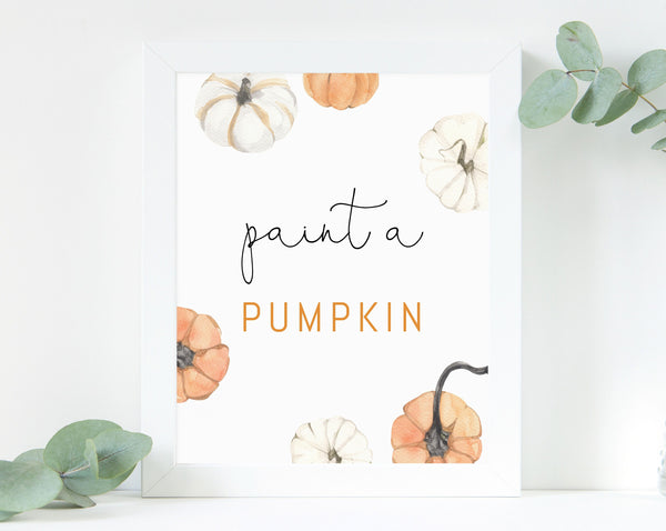 Paint A Pumpkin Sign, Printable Pumpkin Sign, Pumpkin Birthday Game Sign, Pumpkin Themed Party Sign, B35