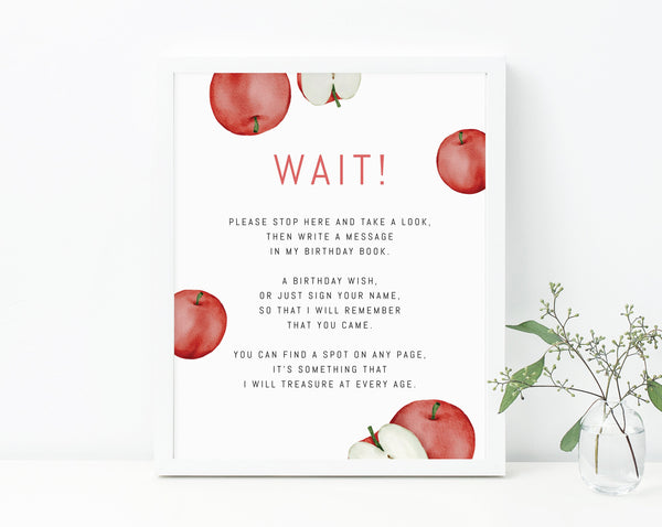 Apple Birthday Guestbook Sign, Apple Themed Book Signing Sign, Apple First Birthday Guest Book Sign