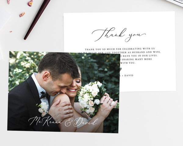 Thank You Photo Card Template, Printable Thank You Postcard, Wedding Thank You Card, Instant Download Editable Template, Templett, W49