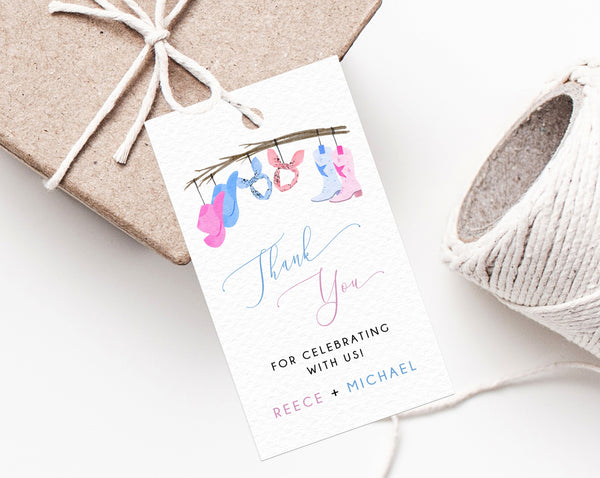 Cowboy or Cowgirl Favor Tag Template, Cowboy Cowgirl Gender Reveal Favor Tag, Gift Tag, Favor Label Printable, Templett, B55