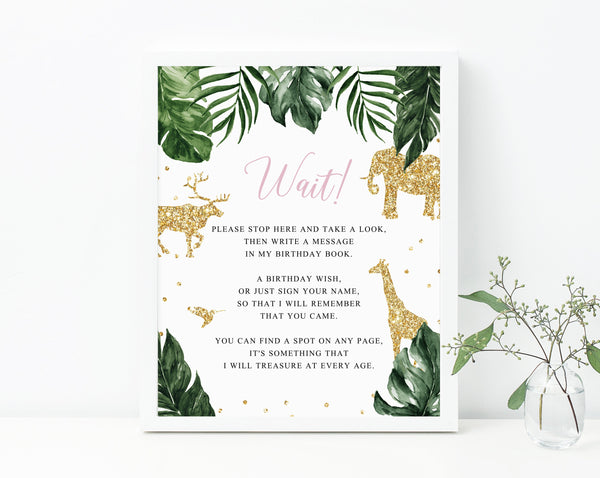 Two Wild Guest Book Sign Template, Printable Wild Animals Themed Party Welcome Sign, Wild 2nd Birthday Signs, Editable, Templett