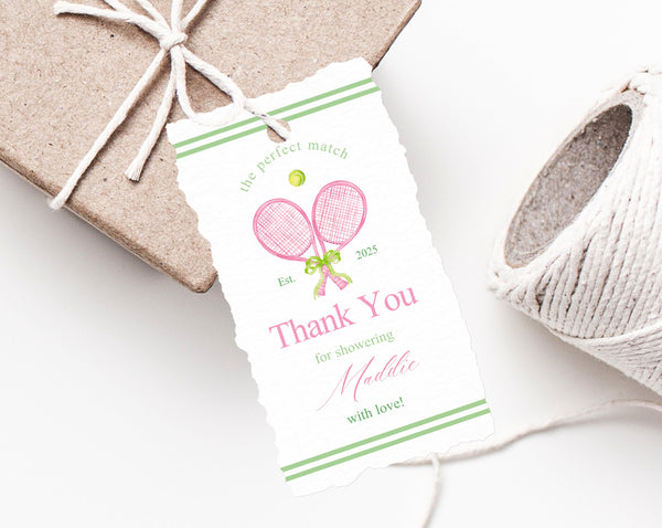 Perfect Match Favor Tag Template, Tennis Theme Bridal Shower Favor Label, Match Made In Heaven Thank You Tag, Editable Template, Templett