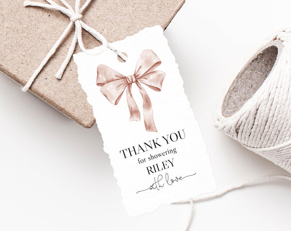 She's Tying The Knot Favor Tag Template, Bridal Shower Thank You Tag, Bow Bridal Shower Favor Tag, Favor Label, Templett