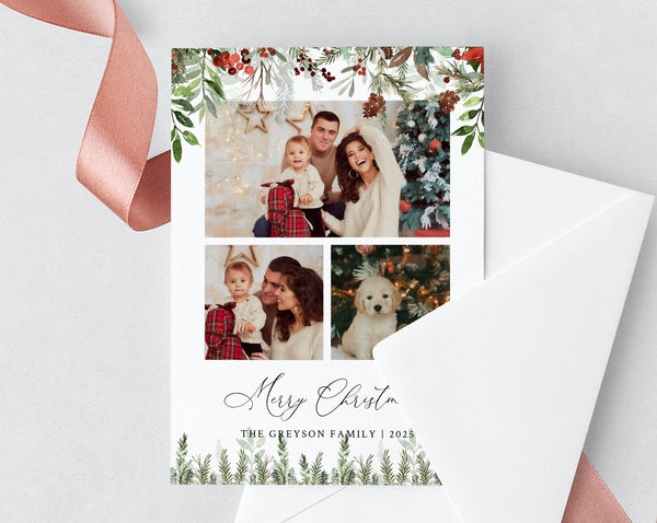 Christmas Photo Card Template, Holidays Card Template, Printable Christmas Card, Editable Template, Instant Download, Templett, W46