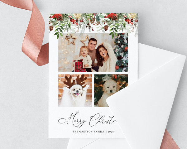 Christmas Photo Card Template, Holidays Card Template, Printable Christmas Card, Editable Template, Instant Download, Templett, W46
