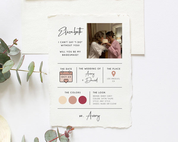 Bridesmaid Proposal Template, Printable Will You Be My Bridesmaid Card, Will You Be My Maid Of Honor Card, Bridesmaid Info, Templett