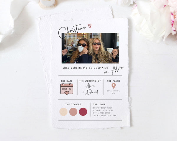 Bridesmaid Proposal Template, Printable Will You Be My Bridesmaid Card, Will You Be My Maid Of Honor Card, Bridesmaid Info, Templett