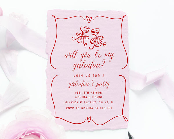 Galentine's Party Invite Template, Printable Galentines Day Invitation, Girls Night In Invitation, Instant Download, Templett