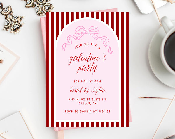 Galentine's Party Invite Template, Printable Galentines Day Invitation, Girls Night In Invitation, Instant Download, Templett