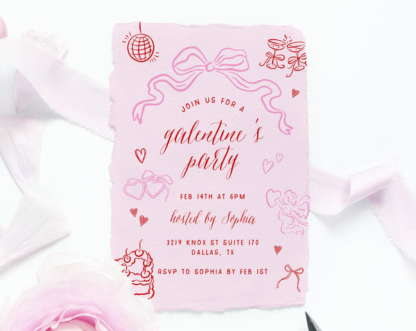 Galentine's Party Invite Template, Printable Galentines Day Invitation, Girls Night In Invitation, Instant Download, Templett
