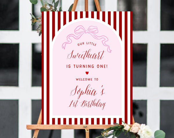 Valentine's Birthday Welcome Sign Template, Our Little Sweetheart Welcome Sign, Templett (Digital File)