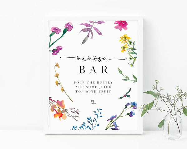 Mimosa Bar Sign Template, Love In Bloom Bridal Shower Sign, Spring Floral Themed, B16
