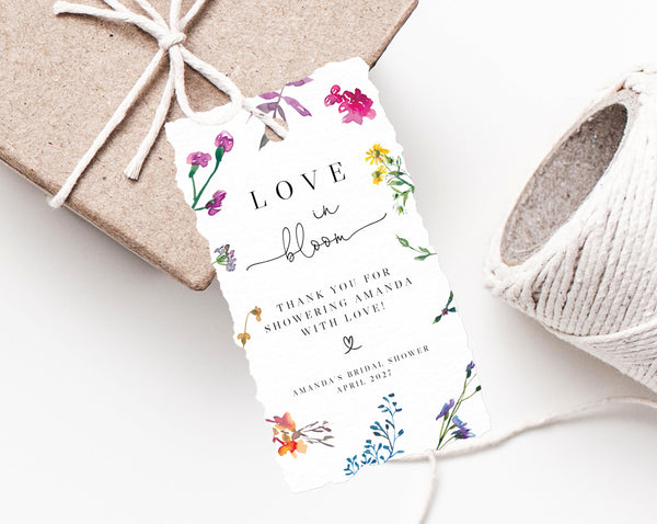 Love in Bloom Favor Tag Template, Wildflower Themed Thank You Tag, Gift Tag, Bridal Shower Favor Label Printable, Templett, B16