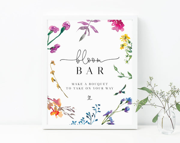 Bloom Bar Sign Template, Love In Bloom Bridal Shower Sign, Spring Floral Themed, B16