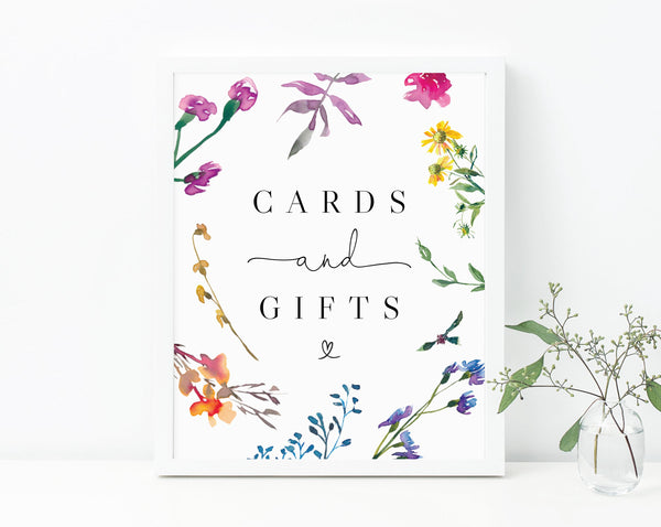 Cards and Gifts Sign Template, Love In Bloom Bridal Shower Sign, Spring Floral Themed, B16