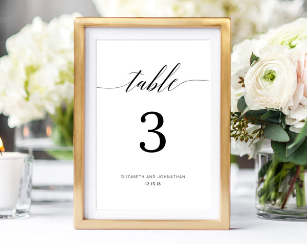 INSTANT DOWNLOAD Wedding Table Numbers, Printable Wedding Table Numbers, Table Number Card Template, Modern Calligraphy, DIY, Templett, W02